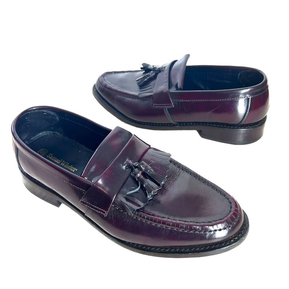 Samuel Windsor Shoes 10.5 Cordovan Brown Loafers Tassel Kiltie NICE!